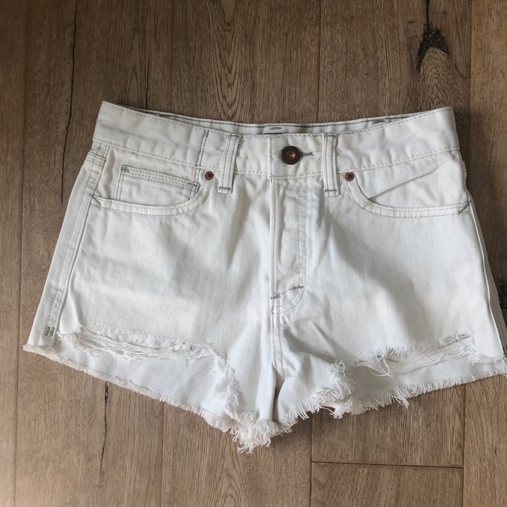 Free People Logan White Denim Shorts